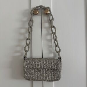 Maeve Anthropologie Silver Beaded Purse